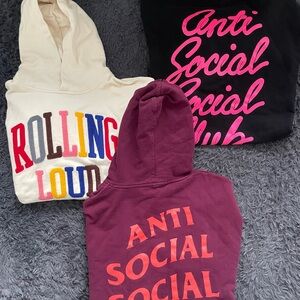 Men Size XL Hoodie Sweater Lot Anti Social Club Rolling Loud